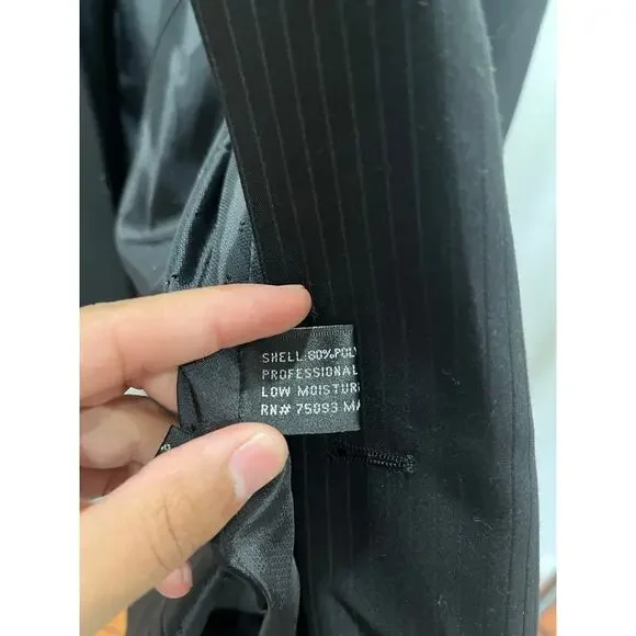 Mens Lineage Black Striped Suit Size 56L NEW